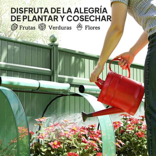 Invernadero Pequeño Invernadero de Jardín para Cultivo de Plantas con 4 Ventanas Enrollables 395x100x80 cm Verde [2]