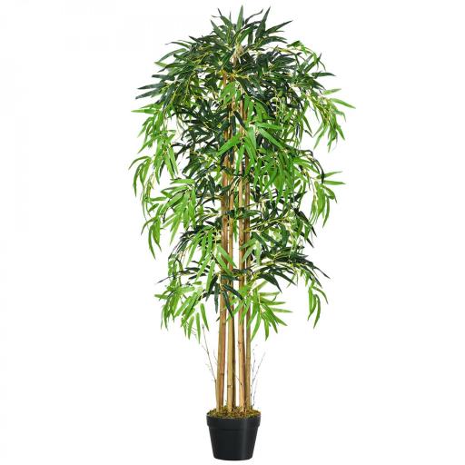 Bambú Artificial 150cm con Maceta Árbol Planta Sintética Realista Decorativa para Casa Oficina Ø18x150 cm Verde [9]