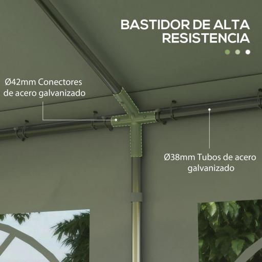 Carpa para Fiesta Cochera Gazebo 4x4m Pergola Cenador Pabellón 4 Paneles Laterales 6 Ventanas Anti-UV para Eventos Bodas Acero PE Blanco [2]