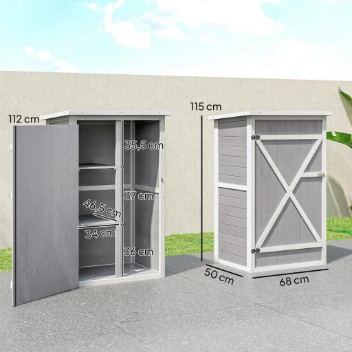 Armario de Jardín de Madera para Exterior para Herramientas con 2 Estantes y Techo Asfáltico 75x56x115 cm Gris [1]