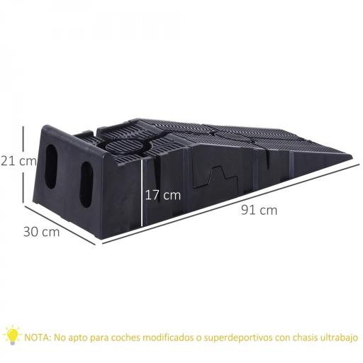 Juego de 2 Rampas Portátiles de Plástico Carga 3 Toneladas para Coches Estándares Furgonetas Pequeñas 91x30x21 cm Negro [1]