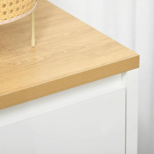 Aparador de Salón Mueble Auxiliar de Cocina con 2 Puertas y Estante Ajustable para Comedor Entrada 80x37x75 cm Blanco [8]