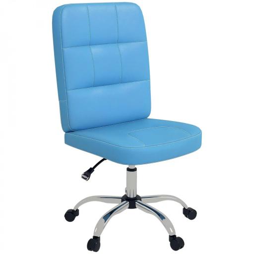 Silla de Oficina sin Brazos Silla de Escritorio Giratorio de Piel Sintética con Altura Ajustable 45x59x90-100 cm Azul [9]