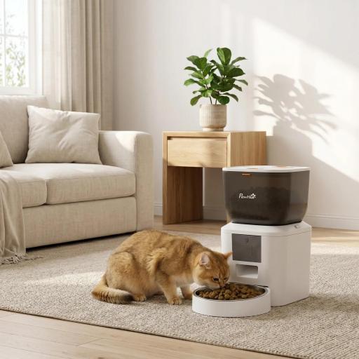 Comedero Automático 4L WiFi 2.4G para Gatos Perros con Control App 2 Cuencos 1-10 Comidas al Día Grabadora Voz 10s [9]
