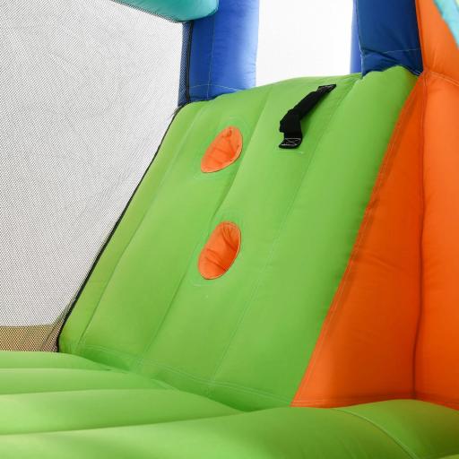 Castillo Hinchable Infantil con Tobogán Piscina Muro de Escalada Inflador y Bolsa de Transporte 430x420x200cm Multicolor [7]
