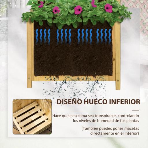 Jardinera con Enrejado de Madera Macetero Exterior para Esquina para Plantas Trepadoras 40x40x145 cm Natural [5]
