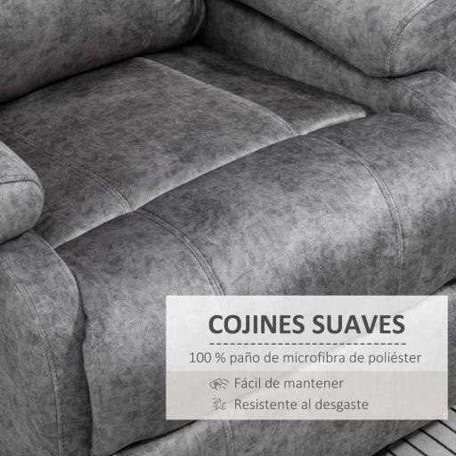 Sillón Relax Reclinable Manual hasta 135º con Reposabrazos Reposapiés Acolchado Grueso Gris [5]