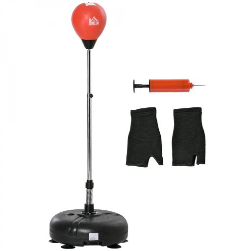 Saco de Boxeo de Pie con Altura Ajustable en 4 Niveles de 133-151 cm, Saco de Boxeo con Base Rellenable, Guantes e Inflador, para Adultos y Adolescentes, Negro y Rojo [8]