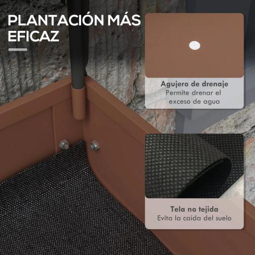 Huerto Urbano Elevado 80x40x120 cm con Cubierta de Invernadero y Estante Inferior para Cultivo Plantas Flores Marrón [6]