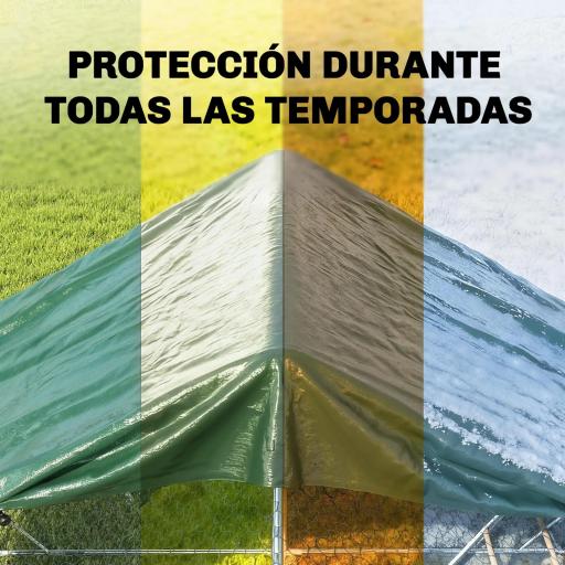 Lona Impermeable Exterior 6x8 m Toldo PE 90 g/m² Protección UV con Ojales Reforzados para Leña Muebles de Jardín Verde [3]