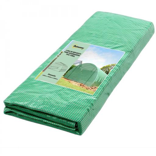 Cubierta de Repuesto para Invernadero 600x300x200cm Tipo Túnel Carpa de Invernadero con 12 Ventanas Verde [8]