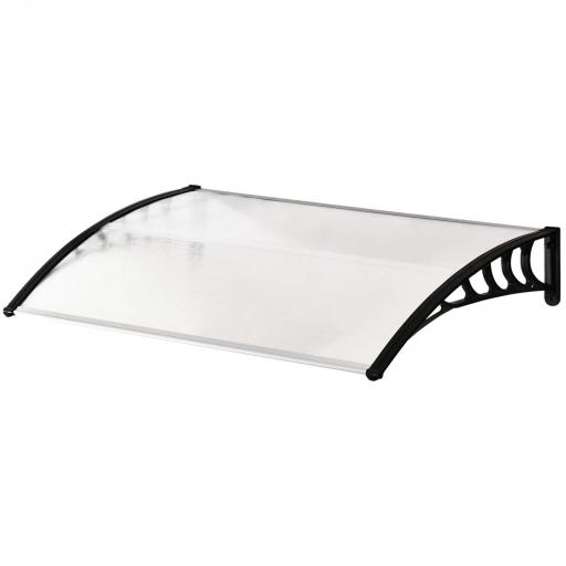 Tejadillo de Protección contra Sol y Lluvia Marquesina para Puertas de Exterior Marquesina de Techo Diseño Moderno Aleación de Aluminio Duradero 122x89x24 cm Transparente [8]