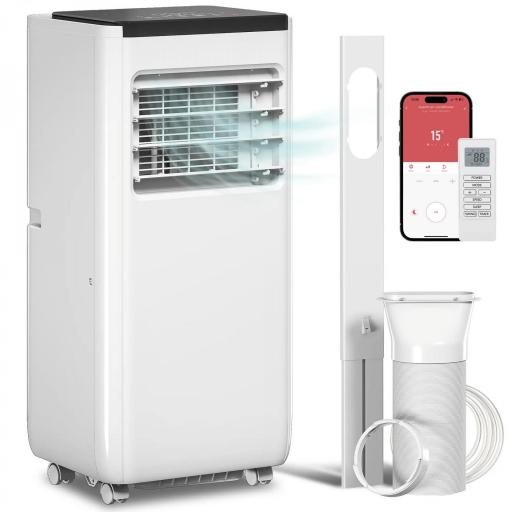 Aire Acondicionado Portátil 10.000 BTU 4 en 1 Enfriamiento Deshumidificador Ventilador con WiFi para 30 m² Blanco [9]