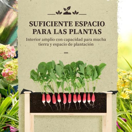 Huerto Urbano Elevado de Madera 86x46x76 cm con Tela no Tejida para Cultivos Plantas Flores Natural [4]