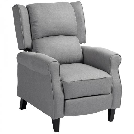 Sillón Relax Reclinable Manual Tapizado en Lino Sintético con Reposapiés Retráctil Carga 150 kg Gris [9]