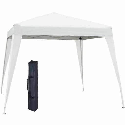 Carpa Plegable 3x3 m, Pop-up, Cenador Pabellón de Jardín, Altura Ajustable con Bolsa de Transporte, Anti-UV, Impermeable, Gazebo para Camping, Fiestas, Exterior, Blanco [8]
