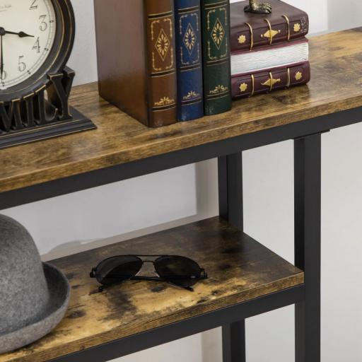 Consola de Recibidor con Estantes Abiertos Antivuelco Mueble de Recibidor para Salón Pasillo 120x23x75 cm Marrón [3]