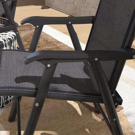 Conjunto de 2 Sillas de Camping Plegables con Reposabrazos para Jardín Terraza Carga 110 kg 58x64x94 cm Gris Oscuro [6]