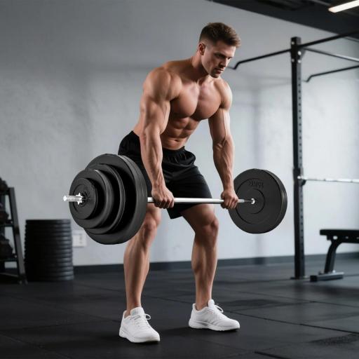 Barra de Pesas Ajustables 70 kg con 8 Discos 1,5kg 5kg 10kg 15kg y 1 Barra en Hogar Gimnasio 170x40,5x40,5 cm Negro [6]