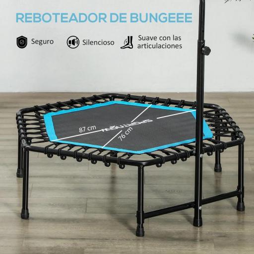 Trampolín de Fitness 114x114x132 cm con Mango Ajustable de 3 Niveles y Marco de Acero Azul [3]