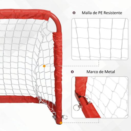 Mini Porterías de Fútbol Plegables Set de 2 Porterías de Exterior para Niños y Adultos 90x36x60 cm Rojo [2]