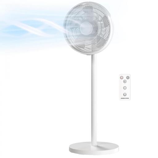 Ventilador de Pie con Control Remoto Altura Ajustable 4 Velocidades Oscilación 80° Temporizador 10H Pantalla LED Blanco [9]