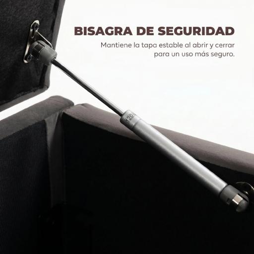Puff Almacenaje, Banco Almacenaje 141L 137x41x42 cm Tapizado en Terciopelo Baúl de Almacenamiento Carga 240 kg Gris [4]
