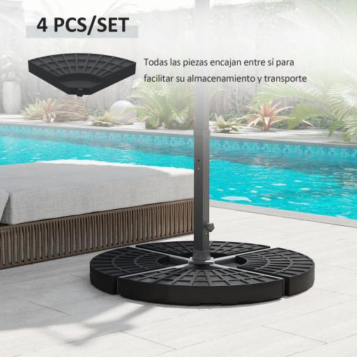 Peso para Base de Sombrilla de 4 Piezas Rellenable de Agua 52 Litro Arena 60 kg o Mixto 70 kg para Base Cruzada Negro [2]