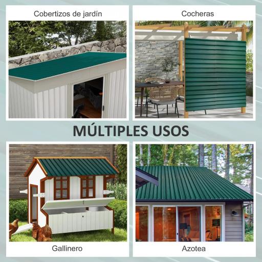 Juego de 12 Paneles para Tejado de Acero Galvanizado 7m² para Caseta de Herramientas Cobertizo 129x45cm Verde [7]
