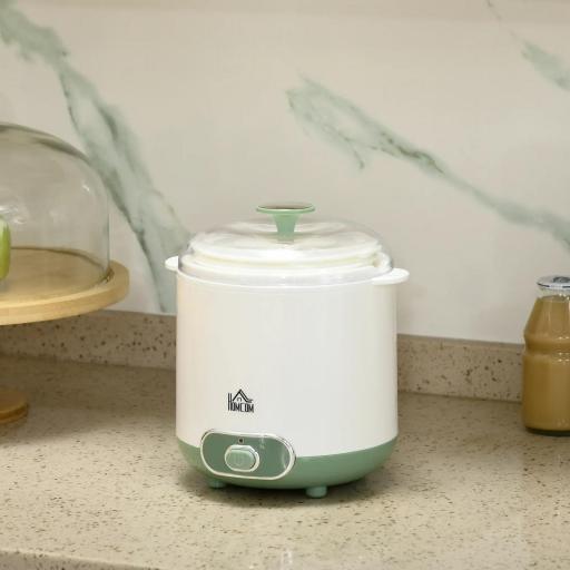 Yogurtera para Hacer Yogur Griego 20 W 1,5L con Filtro Indicador de Encendido y Tecnología PTC 19,5x17,5x21,4 cm Blanco