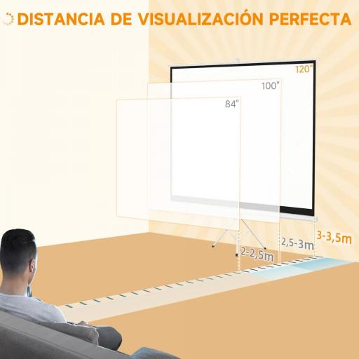Pantalla de Proyector Manual 120 Pulgadas Pantalla de Proyección Formato 4:3 con Altura Ajustable 244x183 cm Blanco [4]