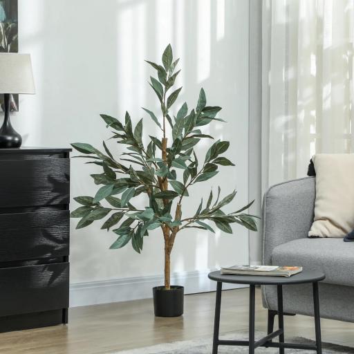 Árbol Artificial de Laurel 120 cm Decoración para Hogar Oficina Balcón Dormitorio Verde