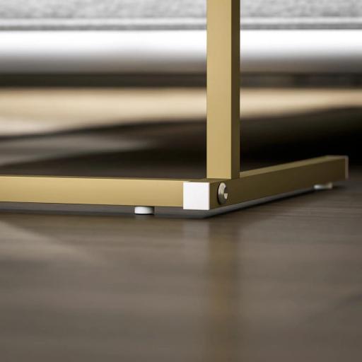 Mesa Auxiliar Estilo Marmolizado con Cargador USB y Espacio de Almacenaje 25,5x40x71 cm Blanco y Dorado [7]