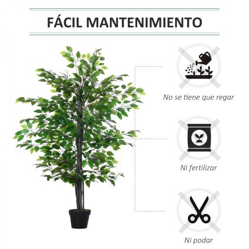 Planta Artificial Ficus Artificial de 145 cm con 756 Hojas y Maceta para Decoración Interior Ø20x145 cm Verde [5]