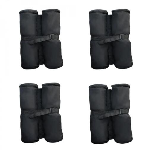 Pack de 4 Sacos de Lastre Rellenables para Carpa Tienda y Cenador Volumen Máx. 15kg Ø14x42 cm Color Negro [8]