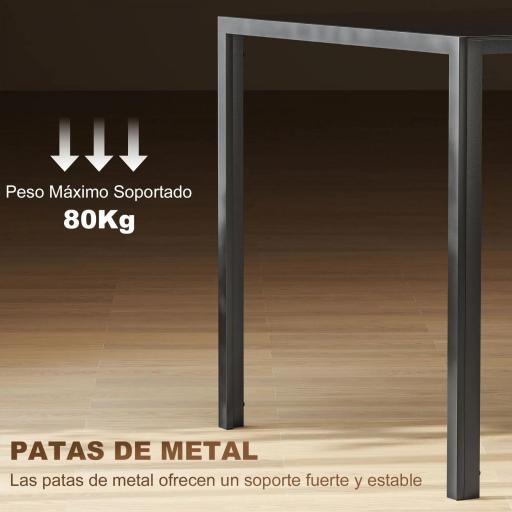 Mesa de Comedor de Cristal Rectangular para 6 Personas con Patas de Metal para Cocina Salón 140x80x75 cm Negro [3]