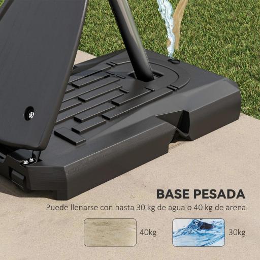Canasta de Baloncesto Ajustable 236-293 cm con Ruedas Tablero de PC Base Rellenable para Exterior Negro [5]