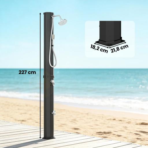 Ducha Solar Jardín 60L con Cabezal Ducha de Mano Grifo para Pies y Temperatura Ajustable Máx. 60 °C para Piscina Negro [1]