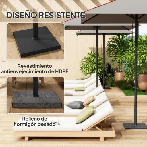 Base de Sombrilla de 18 kg Fabricada en HDPE con Relleno de Cemento para Exterior 44x44x30 cm Negro [3]