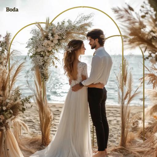 Set de 3 Arcos de Jardín para Rosas de Metal de 220/200/180 cm con Recubrimiento en Polvo para Patio Terraza Dorado [7]