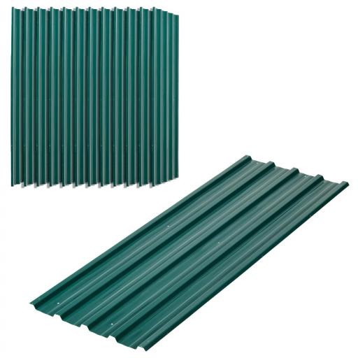 Juego de 12 Paneles para Tejado de Acero Galvanizado 7m² para Caseta de Herramientas Cobertizo 129x45cm Verde [8]