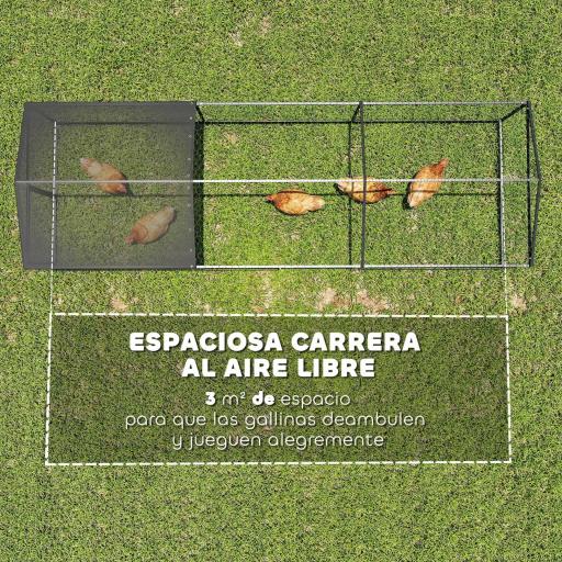 Gallinero para Exterior Grande 3x1x1 m Gallinero Metálico con Cubierta Tela Oxford Anti-UV e Impermeable Negro [2]