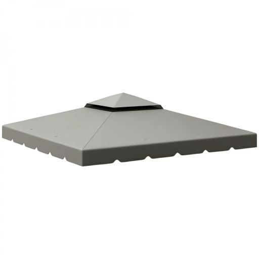 Techo de Repuesto para Cenador 3x3 m Cubierta de Repuesto con Techo Doble y 8 Orificios de Drenaje Gris Claro [10]