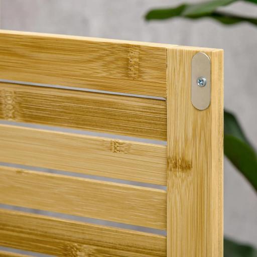 Armario Auxiliar de Baño de Bambú con 2 Puertas Compartimiento Abierto y Estante Ajustable 50x25,5x92 cm Natural [4]