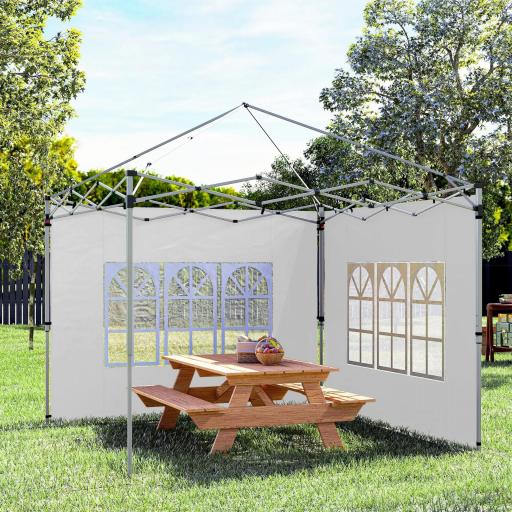 Paredes Laterales para Carpa de 3 x 3 / 3 x 4 m 2 Paneles de Tela Oxford de 295x195 cm con Ventana para Fiestas Blanco [5]