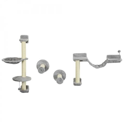 Juego de Escalada para Gatos de Pared 4 Piezas con Hamaca Bola Plataformas 84,5x19x54 cm Gris y Beige [6]