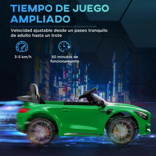 Coche Eléctrico para Niños de +3 Años Mercedes-Benz AMG GTR con Batería 12V Mando a Distancia Faros Bocina Música Verde [7]