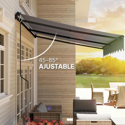 Toldo Retráctil de Aluminio para Ventanas y Puertas con Protección UV30+ y Inclinación Ajustable 360x220 cm Gris [4]