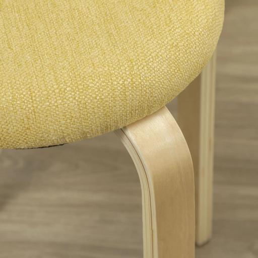 Juego de 4 Taburetes Redondos de Madera Apilables con Asiento Acolchado para Cocina Comedor Dormitorio Amarillo [7]