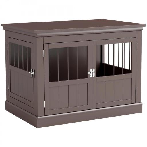 Jaula para Perros Pequeños Mesa Auxiliar Moderna con 3 Puertas Francés con Cierre Magnético 78x53x59,3 cm Café [9]